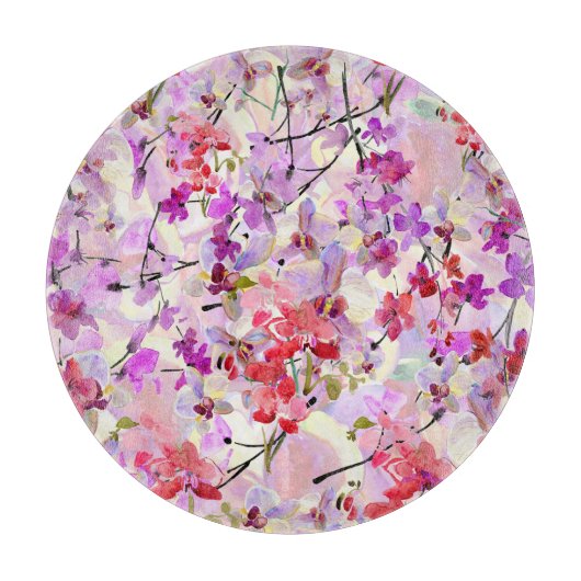 Orchid-Sakura Aquarellbilder Schneidebrett (Vorderseite)
