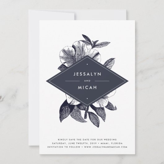 Orchid-Save the Date-Karte Mitternacht Save The Date (Vorderseite)