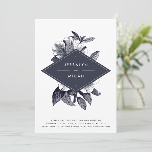 Orchid-Save the Date-Karte Mitternacht Save The Date (Stehend Vorderseite)