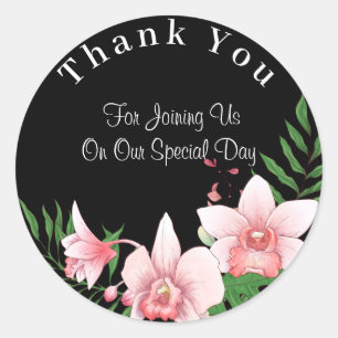 Orchid Script Wedding Vielen Dank Runder Aufkleber