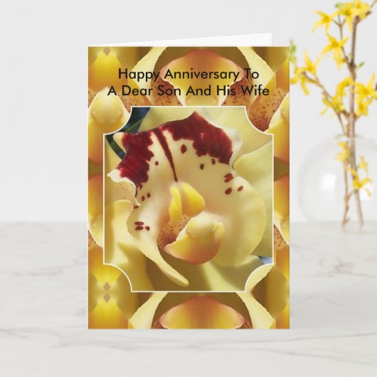 Orchid Son Ehefrau Personalisierte Hochzeit Jahres Karte (Gelbe Blume)