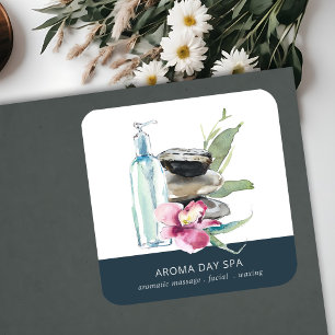 ORCHID STONE BAMBOO WATERCOLOR WELLNESS-CENTER MAS QUADRATISCHER AUFKLEBER