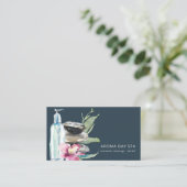 ORCHID STONE NAVY WATERCOLOR WELLNESS-CENTER MASSA VISITENKARTE (Stehend Vorderseite)