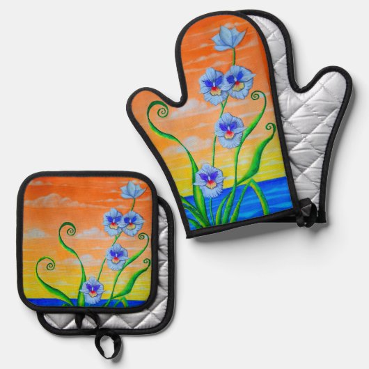 Orchid Sunset Ofenhandschuh & Topflappen-Set (Vorderseite/Rückseite)