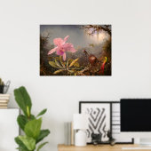 ORCHID UND DREI HUMMINGBIRDS POSTER (Heimbüro)