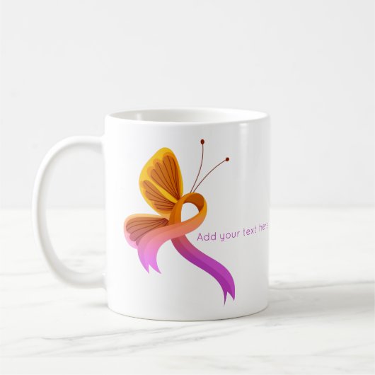 Orchid und Orange Awareness Ribbon Butterfly Kaffeetasse (Links)