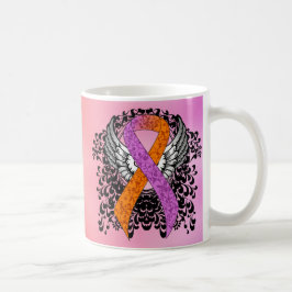 Orchid und Orange Awareness Ribbon mit Flügeln Kaffeetasse