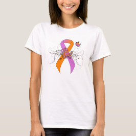 Orchid und Orange Awareness Ribbon mit Schmetterli T-Shirt