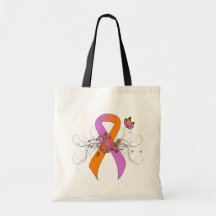 Orchid und Orange Awareness Ribbon mit Schmetterli