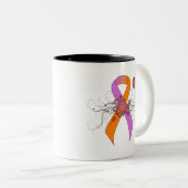 Orchid und Orange Awareness Ribbon mit Schmetterli Zweifarbige Tasse (VorderseiteRechts)