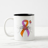 Orchid und Orange Awareness Ribbon mit Schmetterli Zweifarbige Tasse (Links)
