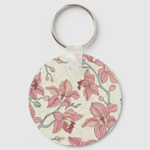 Orchid Vintages Muster: Elegantes Papier Schlüsselanhänger