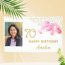 Orchid Watercolor Gold Glitzer 70. Geburtstag Foto