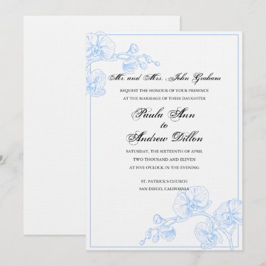 Orchid Wedding Einladung (Vorne/Hinten)