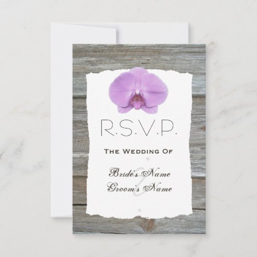 Orchid Wedding RSVP - Barnwood (Vorderseite)