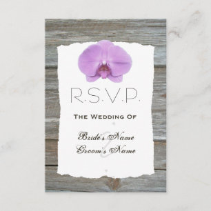 Orchid Wedding RSVP - Barnwood Karte