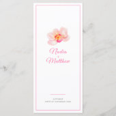 Orchid weiß rosa Hochzeitsveranstaltung benutzerde Menükarte (Rückseite)