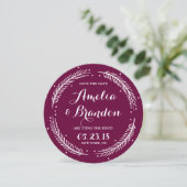 Orchid Whimsical Winter Wreath Save the Date Karte (Stehend Vorderseite)