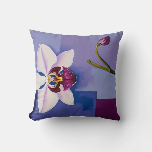 Orchid Whispers: Weiße und violette Töne auf Paste Kissen (Vorderseite)