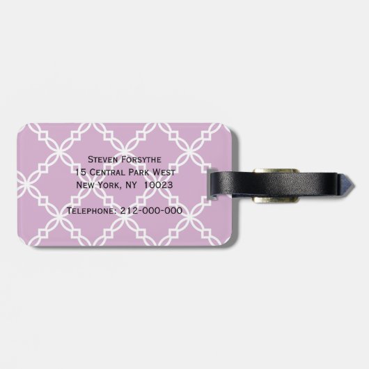 Orchid White Large Extravagant Quatrefoil Pattern Gepäckanhänger (Rückseite horizontal)