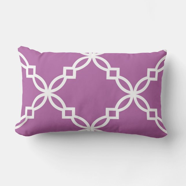 Orchid White Large Extravagant Quatrefoil Pattern Lendenkissen (Vorderseite)