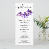Orchid White Script Hochzeitskarte (Stehend Vorderseite)