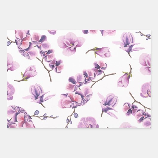 Orchid Wrapping Paper Sheets Geschenkpapier Set (Vorderseite)