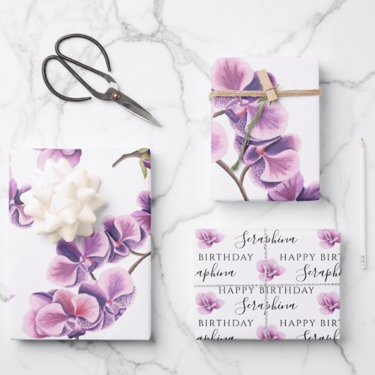 Orchid Wrapping Paper Sheets Geschenkpapier Set (Vorderseite)