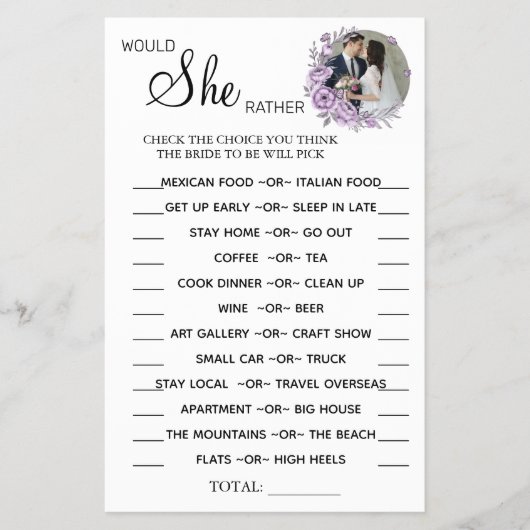 Orchid würde sie lieber die Spielkarte duschen Flyer (Vorne)