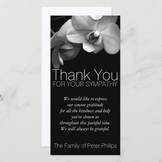 Orchidee 1b-Beileid danken Ihnen Foto-Karte Dankeskarte (Vorne/Hinten)