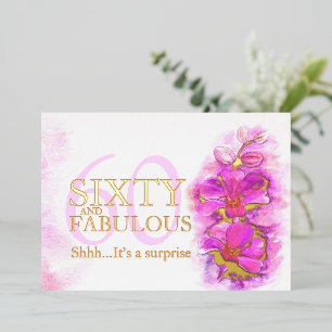 Orchidee Aquarell lila Sechzig und großartig Folieneinladung