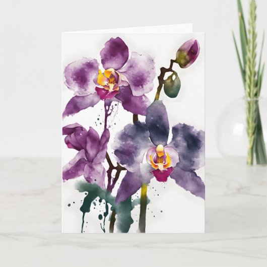 Orchidee - Aquarellblumen Karte (Vorderseite)
