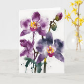 Orchidee - Aquarellblumen Karte (Gelbe Blume)