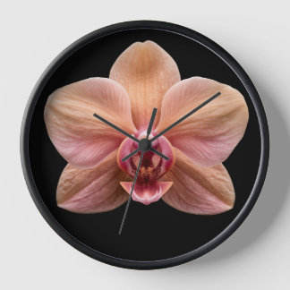Orchidee auf schwarzem Hintergrund Uhr