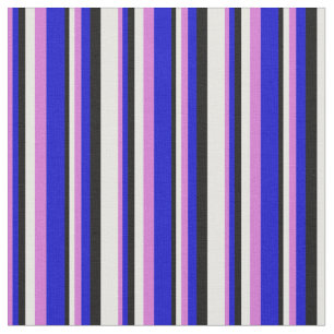 Orchidee, blaue, schwarze und weiße farbige Linien Stoff