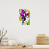 Orchidee Blume Abstrakte Art Blumenstrauß Poster (Küche)