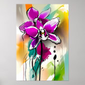Orchidee Blume Abstrakte Art Blumenstrauß Poster (Vorne)