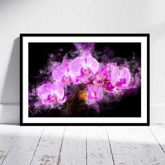 Orchidee Blume Aquarell - Rosa bb 03 Fotodruck