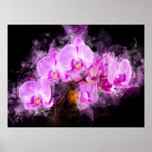 Orchidee Blume Aquarell - Rosa bb 03 Poster (Vorne)