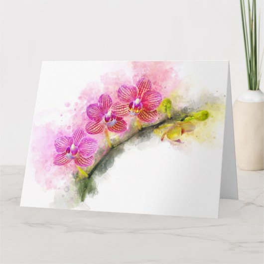 Orchidee Blume Aquarell - Rosa wb 01 Dankeskarte (Vorderseite)