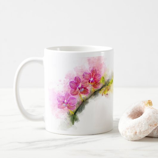 Orchidee Blume Aquarell - Rosa wb 01 Kaffeetasse (Mit Donut)