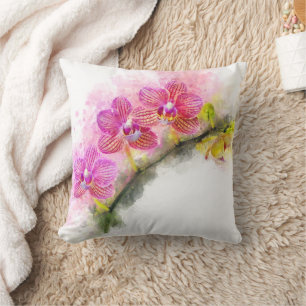 Orchidee Blume Aquarell - Rosa wb 01 Kissen