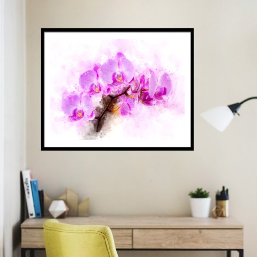 Orchidee Blume Aquarell - Rosa wb 03 Fotodruck
