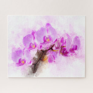 Orchidee Blume Aquarell - Rosa wb 03 Puzzle