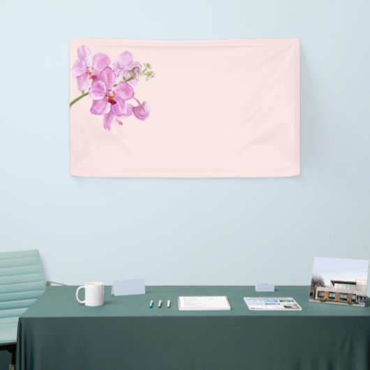 Orchidee Blume auf rosa pastellfarbenem Hintergrun Banner (Messeveranstaltung)