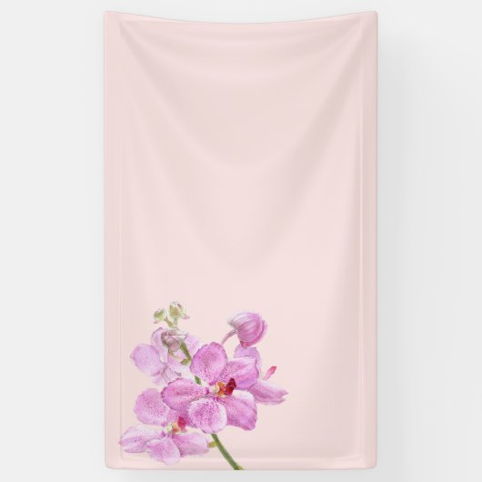 Orchidee Blume auf rosa pastellfarbenem Hintergrun Banner (Vertikal)