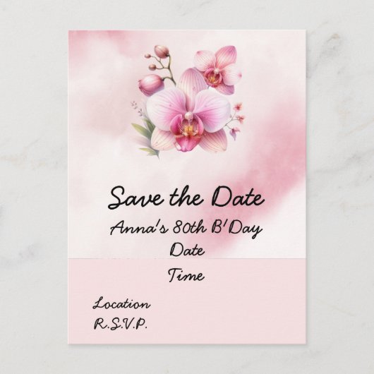 Orchidee Blume Geburtstag Save the Date Postkarte (Vorderseite)