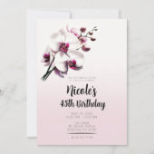 Orchidee Blume Pink & White Geburtstagsparty Einladung (Vorderseite)