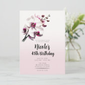 Orchidee Blume Pink & White Geburtstagsparty Einladung (Stehend Vorderseite)