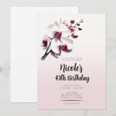 Orchidee Blume Pink & White Geburtstagsparty Einladung (Vorne/Hinten)